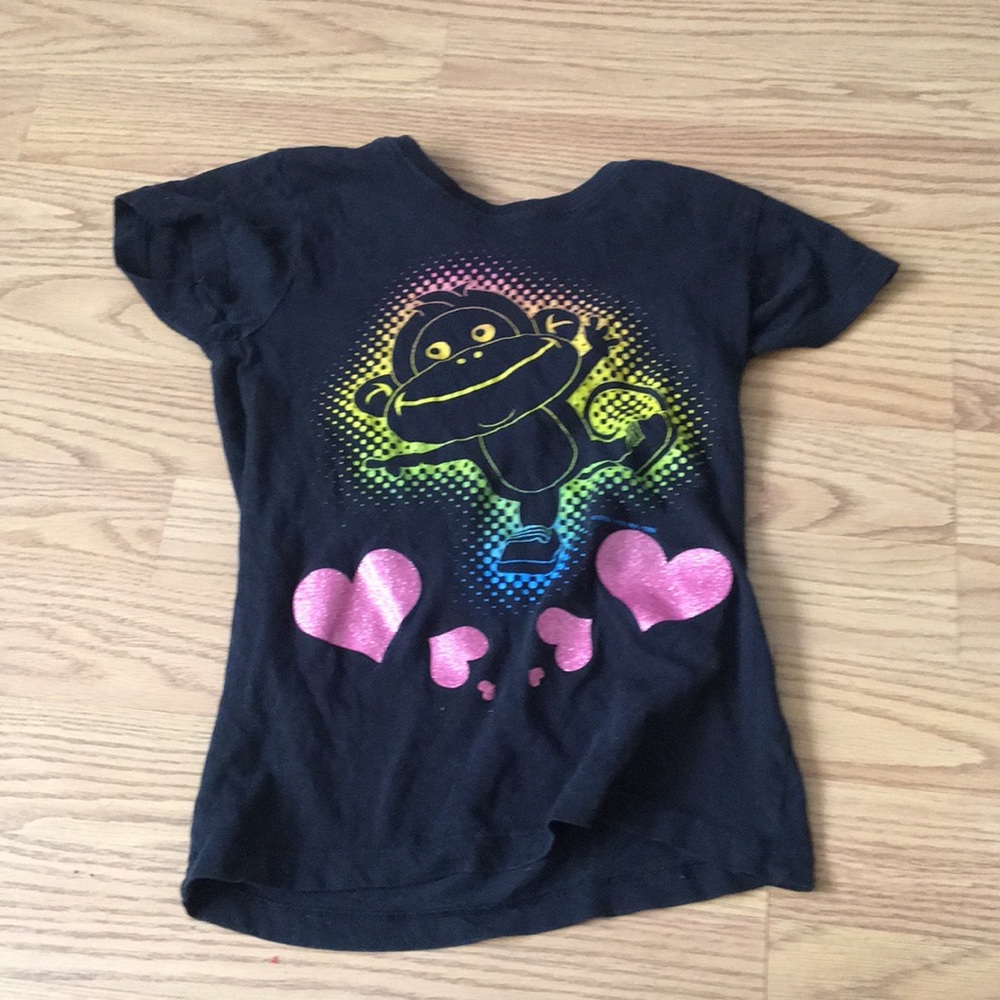 Rainbow monkey shirt with hearts